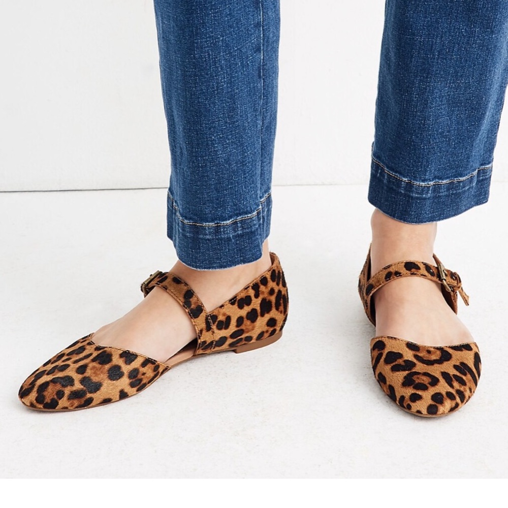 Madewell Alina Mary-Jane Calf Hair Leopard Print Flats W 8.5